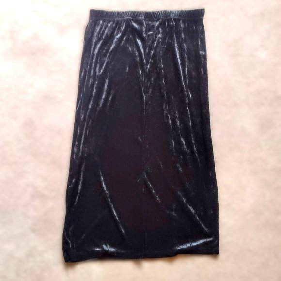 Bentley ~ Black Crushed Velvet (Light Weight) Chic Vintage Skirt ~ Size 1X ~ EVC - Picture 2 of 8